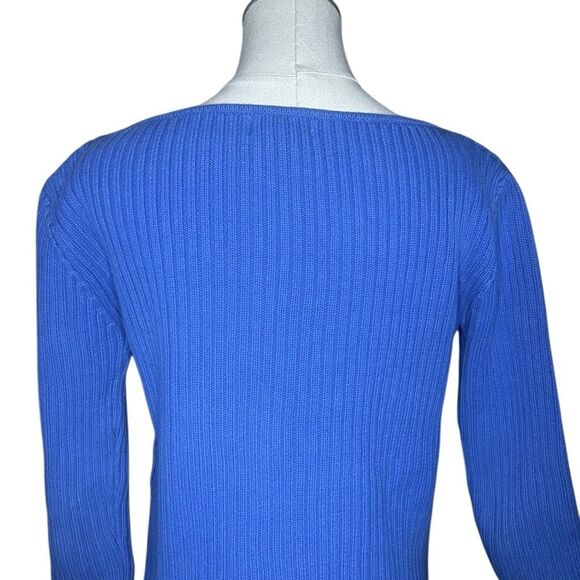 Pierre Cardin Blue Long Sleeve Pullover Sweater Size S Cable Knit Side Buttons - Picture 5 of 11